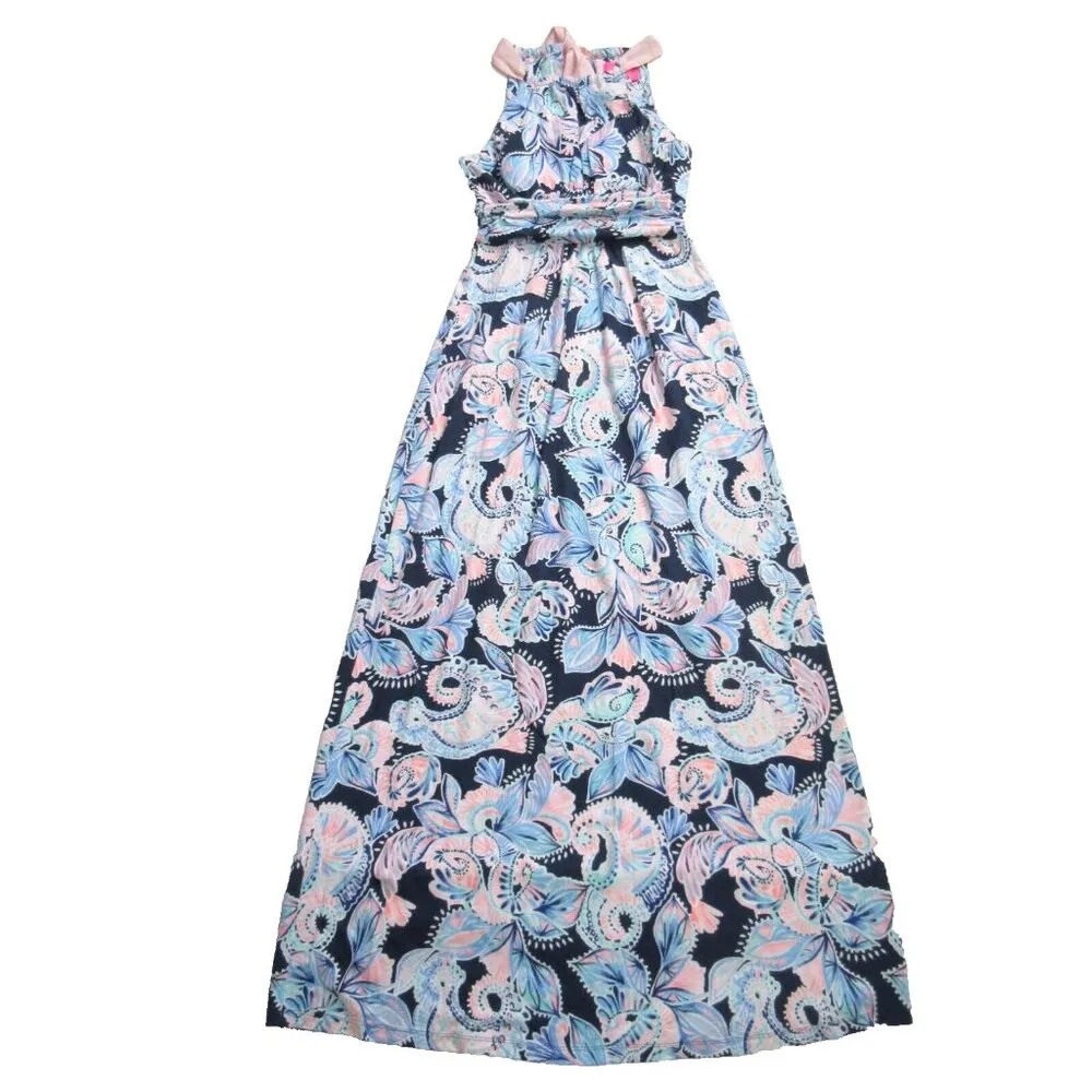 NWT Lilly Pulitzer Martina Maxi High Tide Navy Holy Flockamolie Jersey Dress S - Image 2