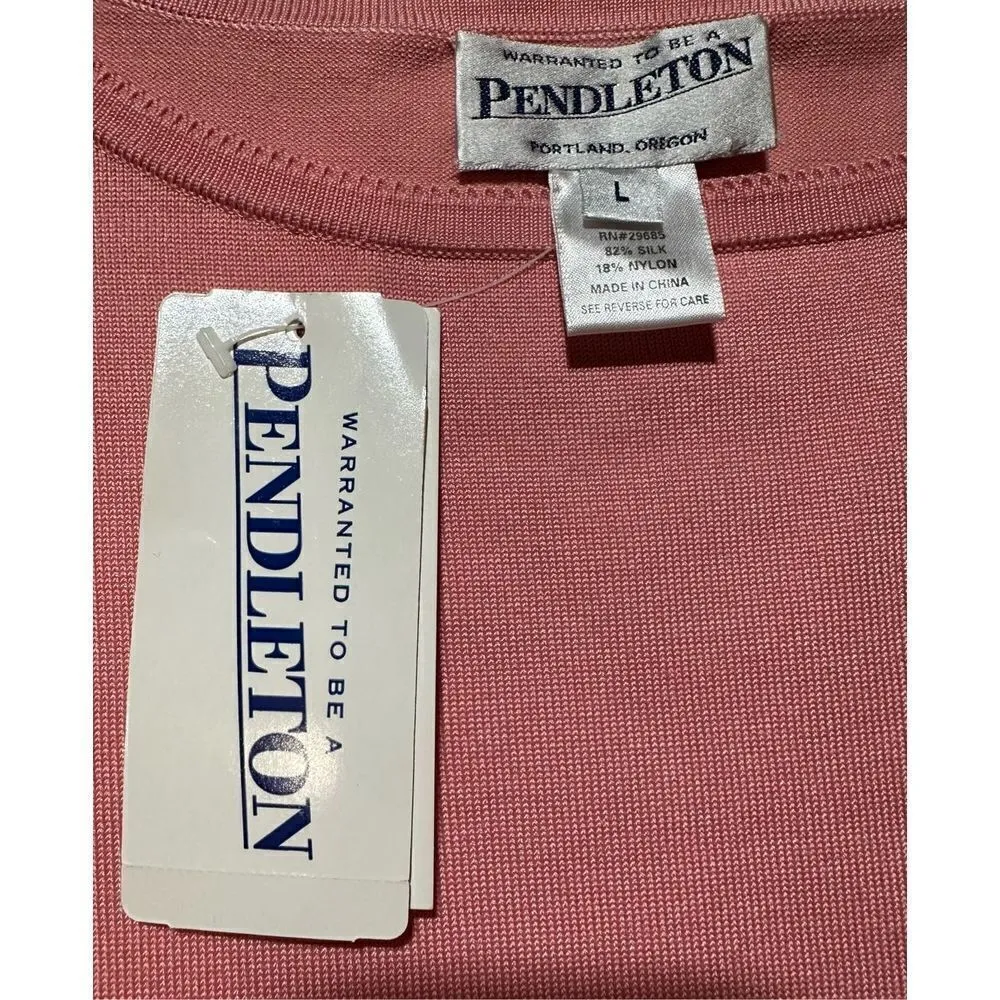 NEW Pendleton bright pastel pink silk blend sweater sz L - Image 3