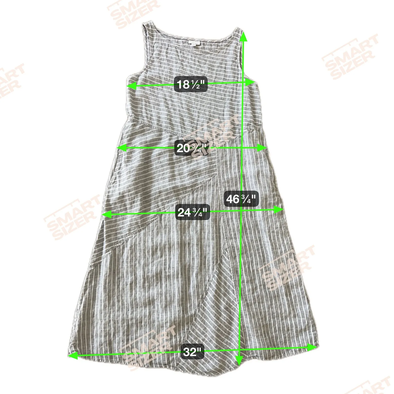 J.Jill Love Linen 100% Linen Lagenlook Pull on Maxi Dress L Petite Gray White - Image 6