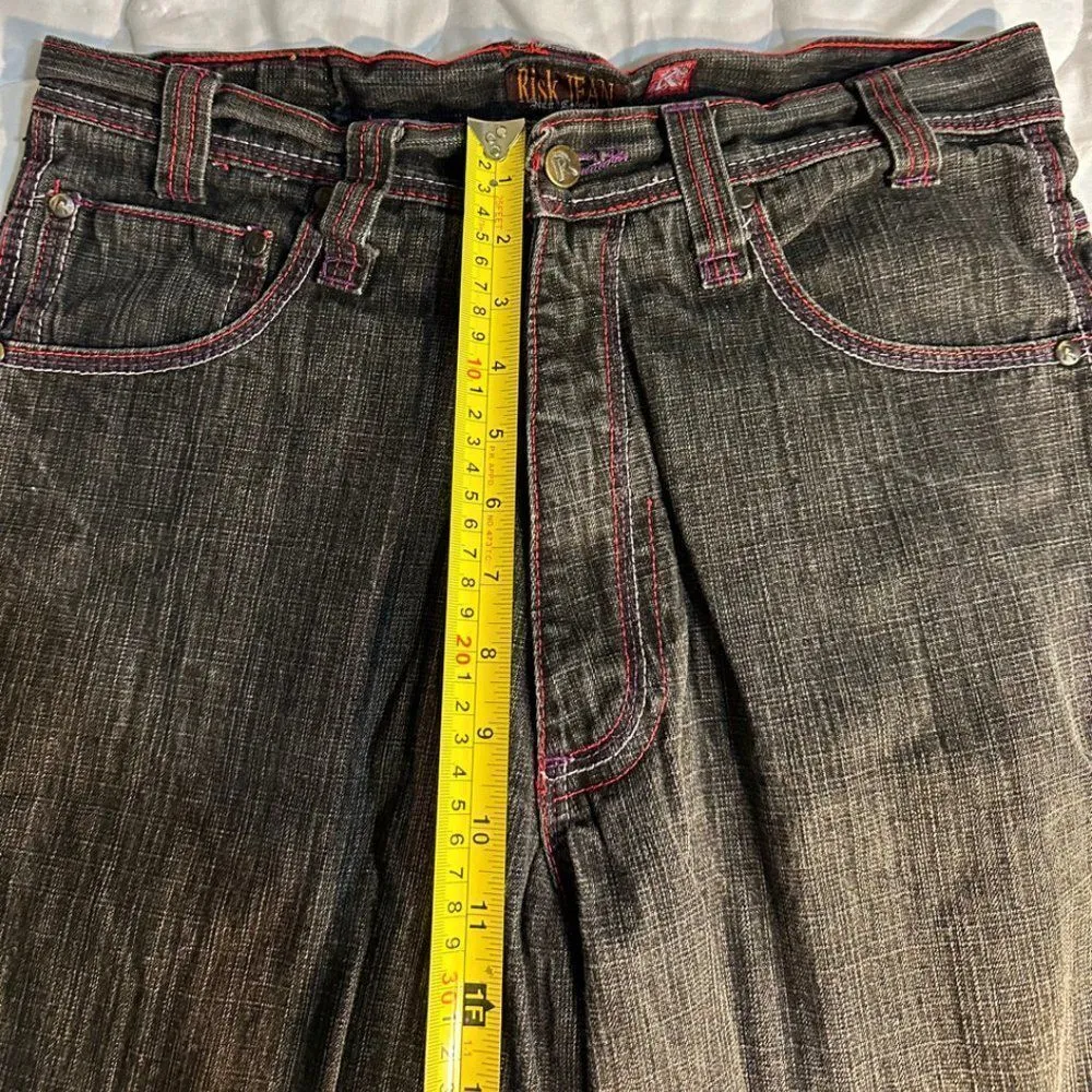Risk Jeans Waist 32 Inseam 22 Inches Skateboard Jeans Size 10 - Image 5