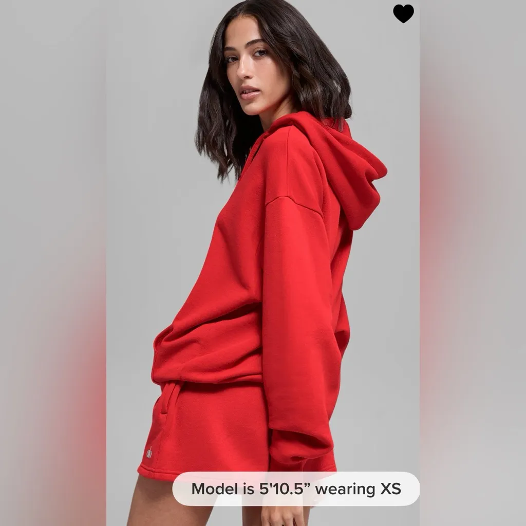 ALO Yoga NWT Accolade Hoodie Bright Red Color Unisex Oversized Size S - Image 2