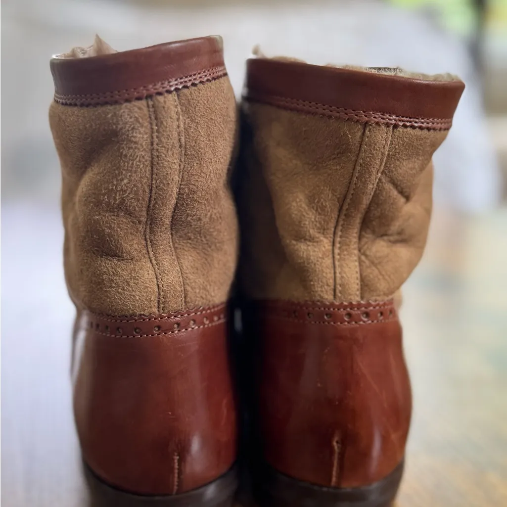 Cole Haan Brown Leather and Tan Suede Ankle Boots - Image 2