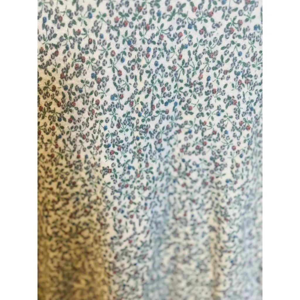 LOFT Floral Crew Neck Wool Blend Sweater Top Medium Blue Green Business Casual - Image 3