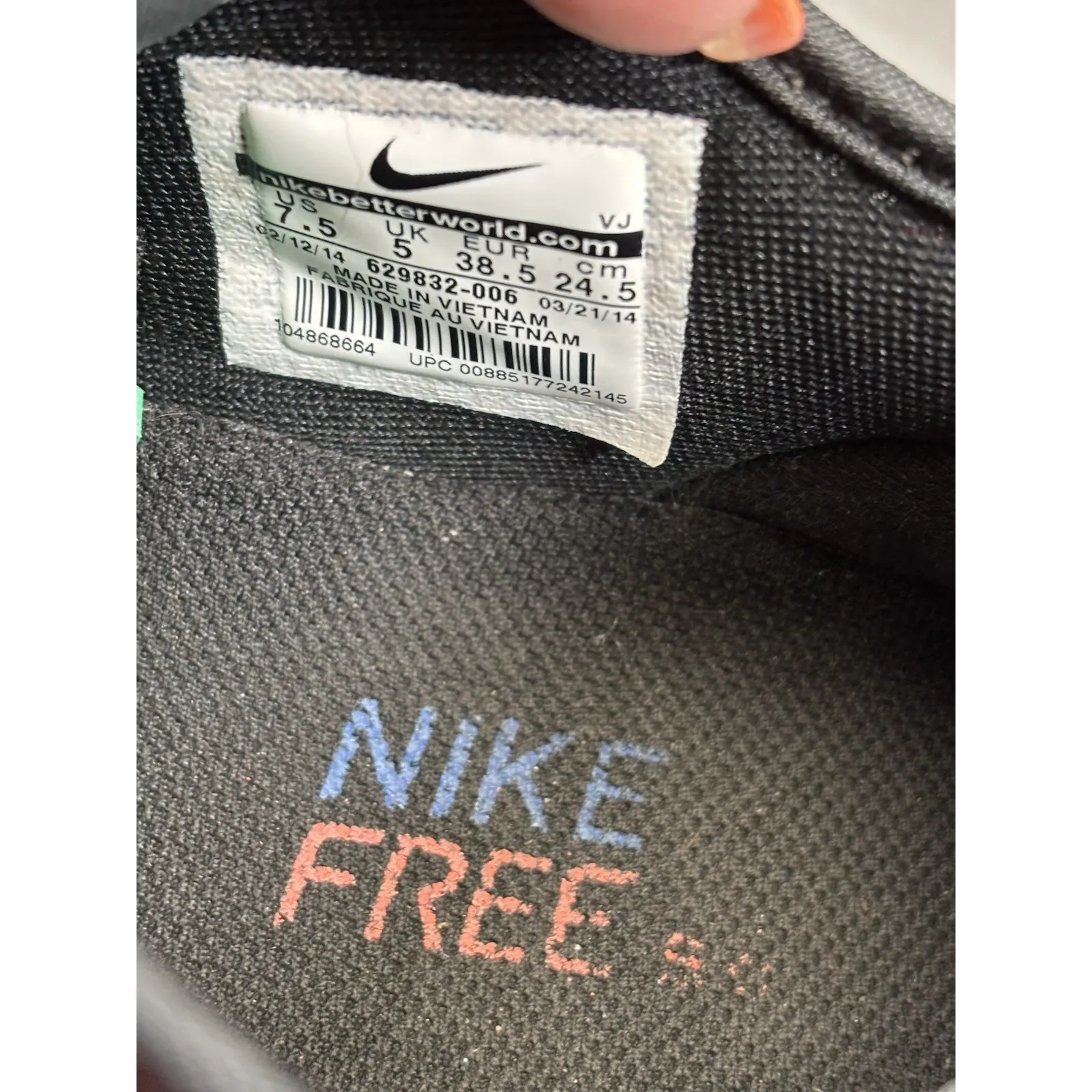 Nike Free Run 5.0 Black/Blue Fabric Lace Up Running‎ Shoe Women's - Image 5