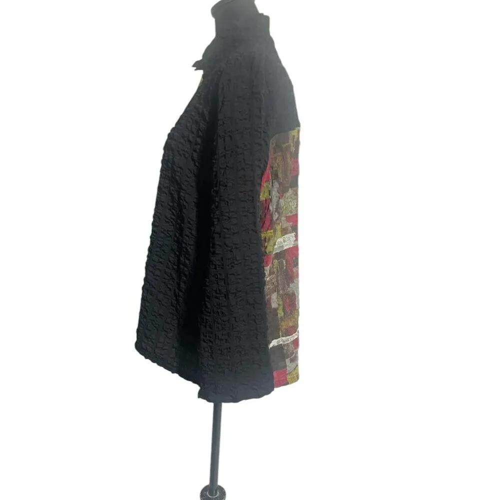 Habitat Size Small  Top Blouse Crinkle Fabric Abstract Art to Wear Boho - Image 3