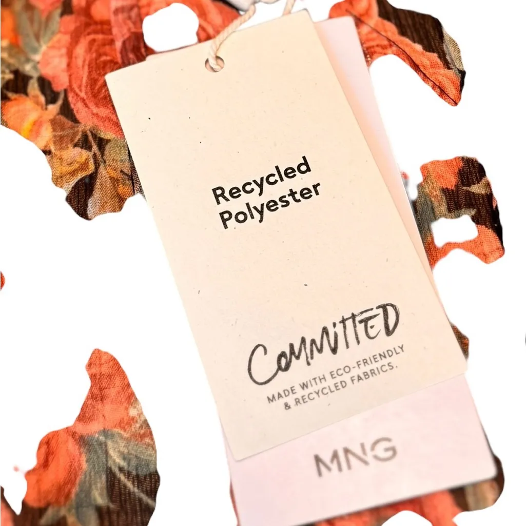 MNG Mango Committed Sheer Floral Wrap Blouse Black Pink Red Roses US 8 is NWT - Image 3