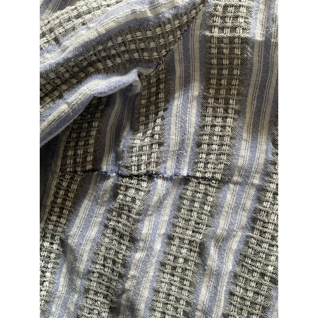 Zimmermann cotton linen blue black stripe waffles buttons shirt AU3 bust38 US6 - Image 6