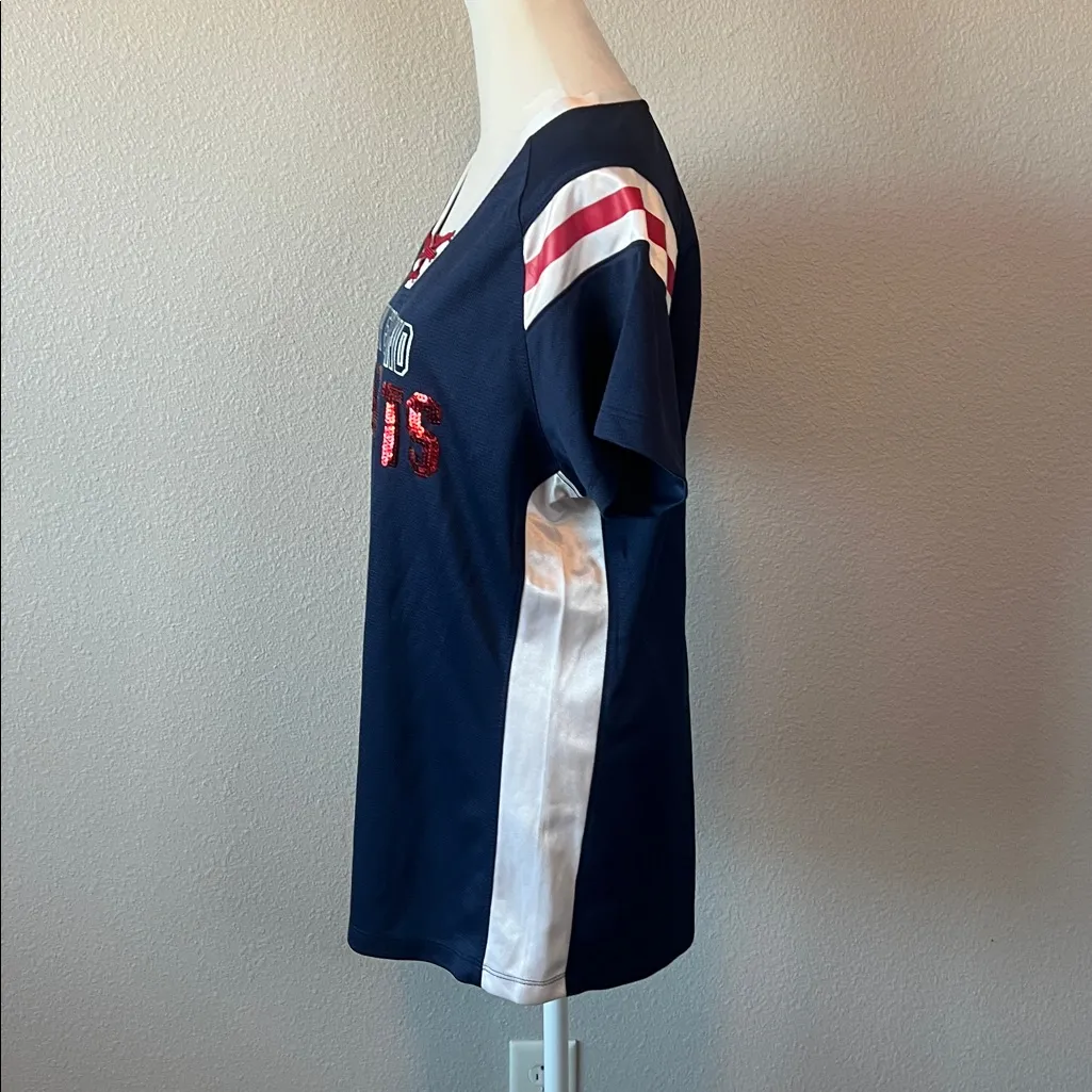 NFL Team Apparel NE Patriots Jersey Style Sequined TShirt Blue Size XL - Image 4