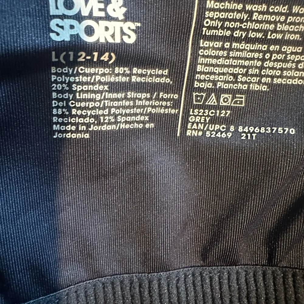 Love & Sports Women’s Size Large Sports Bra Blue - Image 2