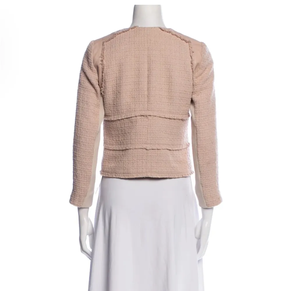 Rebecca Taylor Tan Tweed Blazer w/ Leather Detail - Image 5