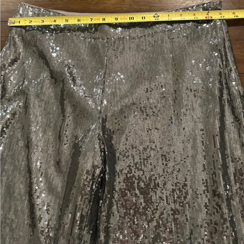 A New Day Women's Relaxed Leg High Rise Silver Sequin Trouser Pants Size 12 NEW - Image 12