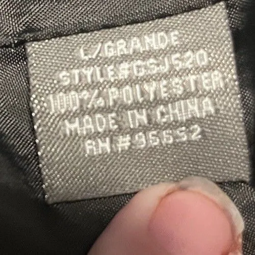 Tessa Brooks Silver Metallic Bomber Jacket Zip Front Rose Logo Women's Large - Image 11