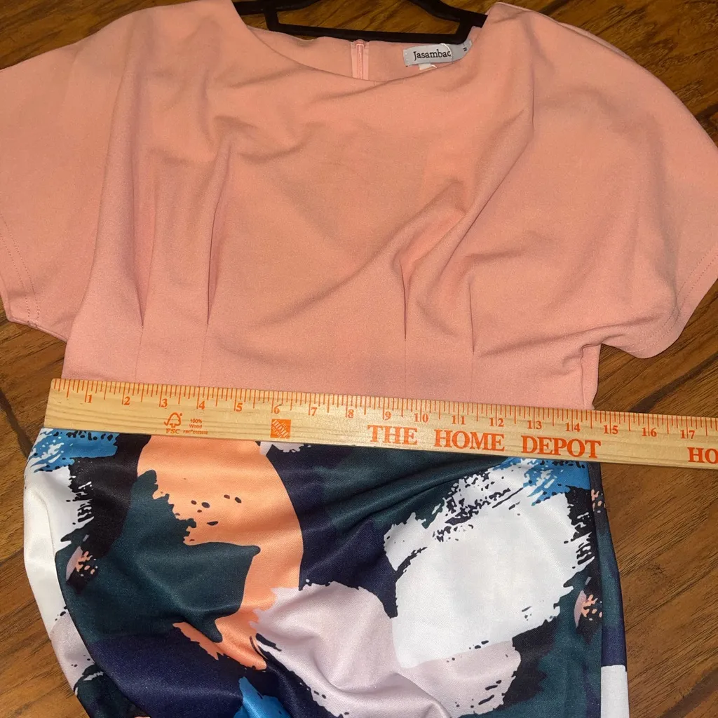 Jasambac Pink patterned dress NWT woman’s Medium - Image 6