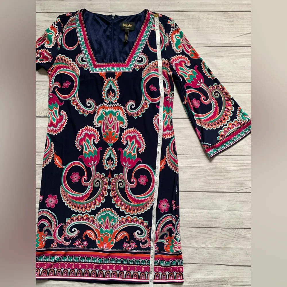 Laundry by Shelli Segal Blue Pink Paisley Bohemian Dress in Size 4 - Image 10