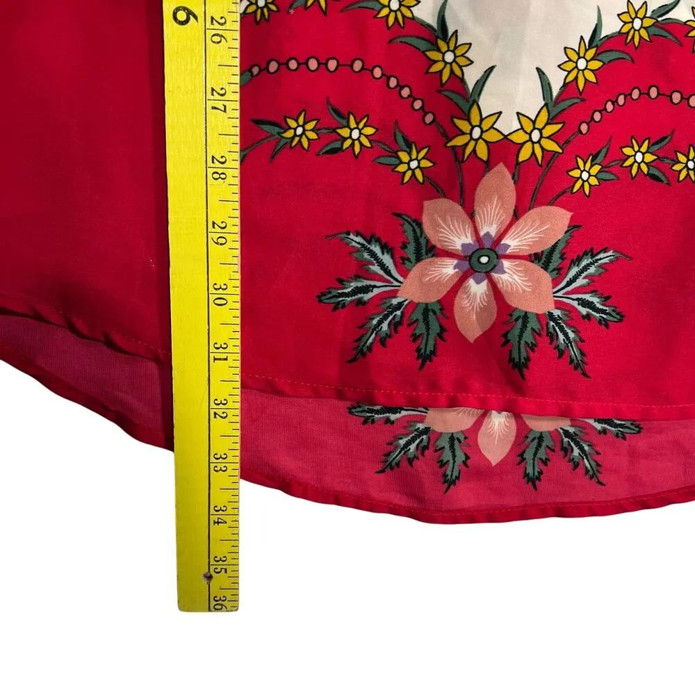 FARM Rio Floral Open Back Dress Red Cream Size Small Boho Beach Vacation Cruise - Image 2