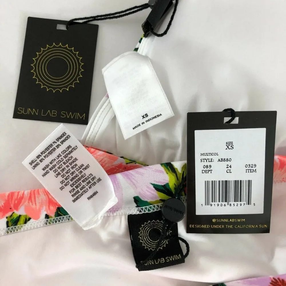 Sunn Lab Swim Bikini Floral Halter Triangle XS Pink - Image 3