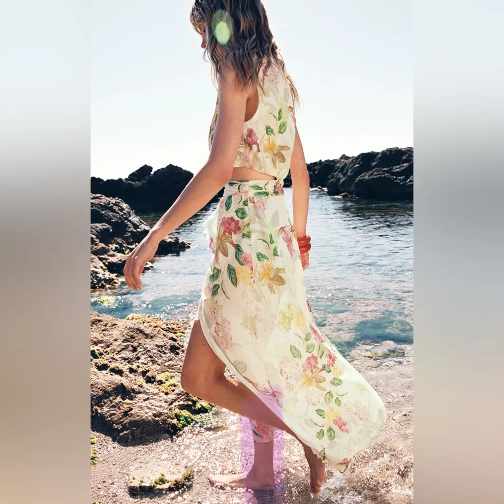 Zara floral print cut out dress midi - Image 3