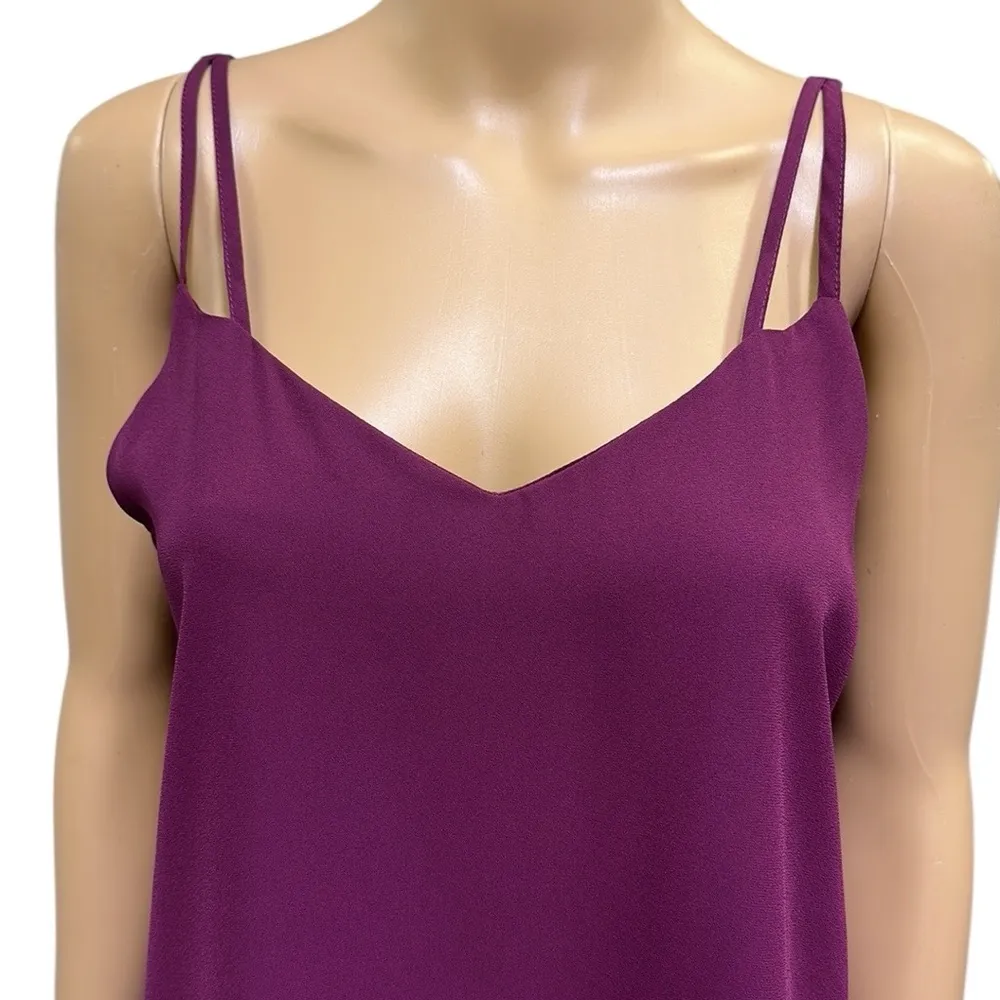 Skies Are Blue V Neck Lined Double Spaghetti Strap Detail Cami Blouse Tank Small - Image 3