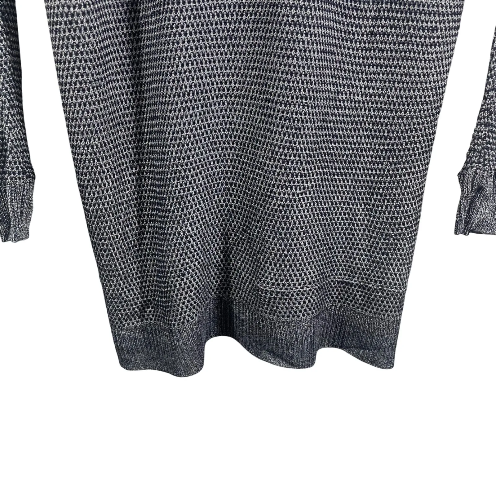 Vince‎ Linen Rayon Knit Cardigan Sweater Gray Black Open Front Long Size M - Image 9