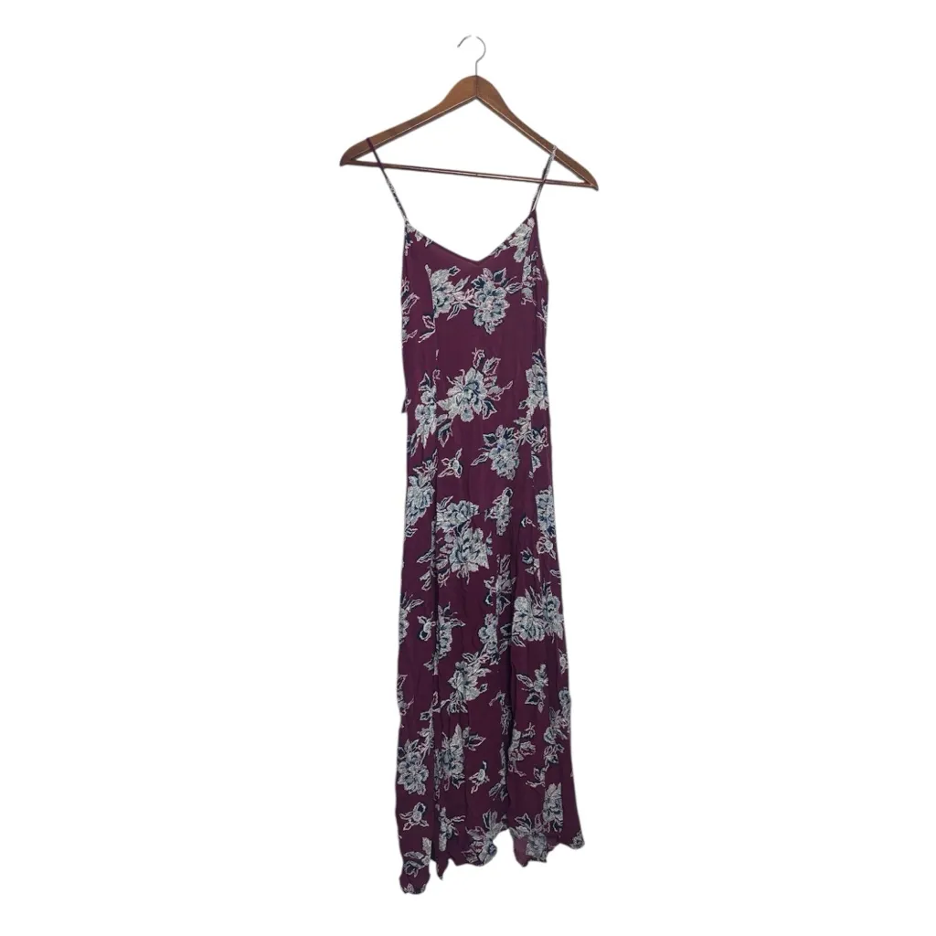 Abercrombie & Fitch Maroon White Floral Maxi Dress Spaghetti Strap - Image 3