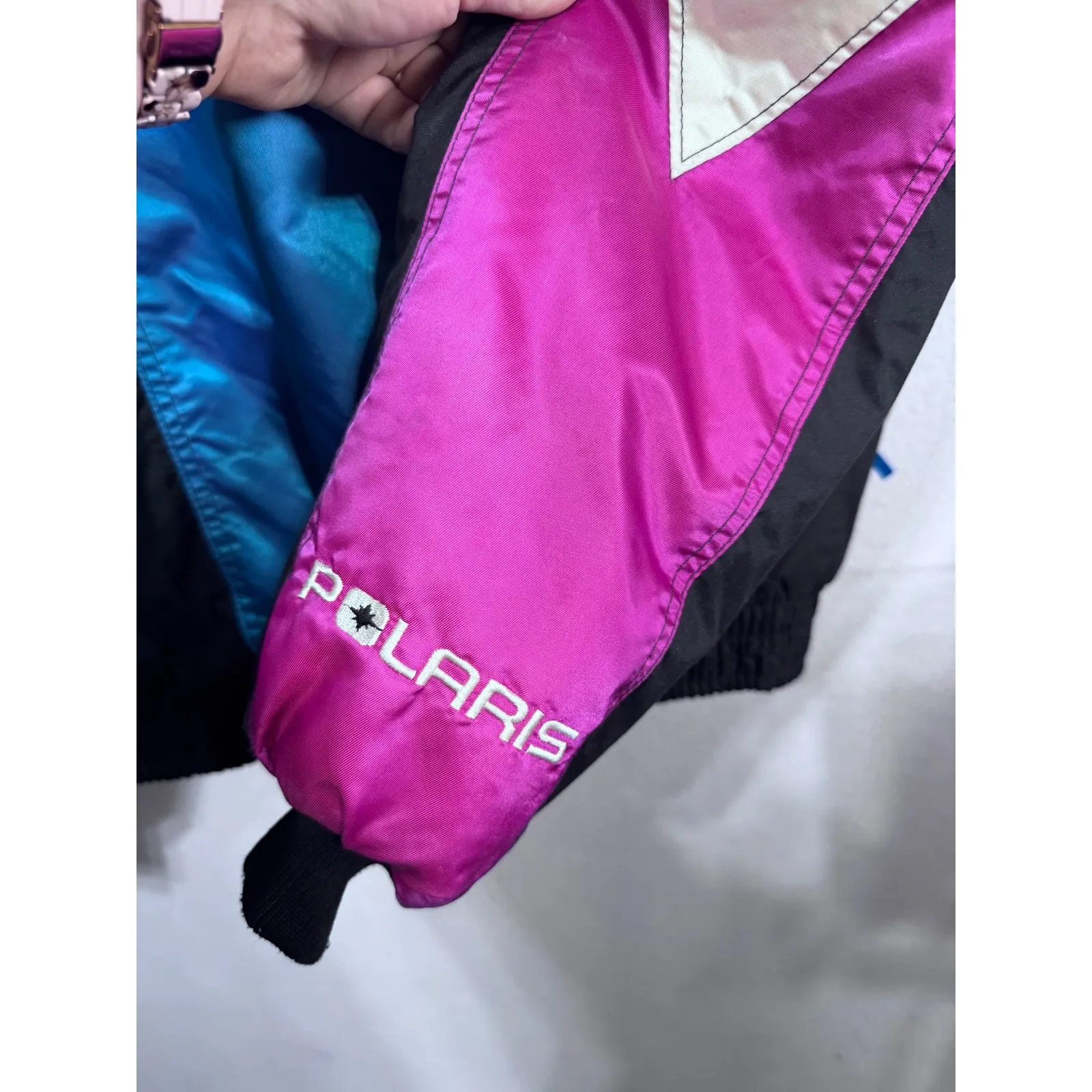 Vintage Polaris Colorblock Ski Jacket 90's Y2K Retro Snowmobile Women's XL Black - Image 11