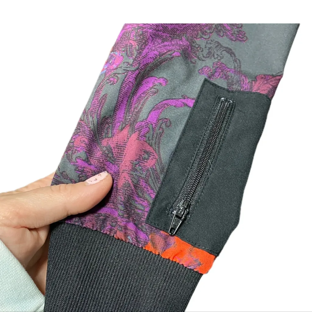 Fabletics Bomber‎ Jacket Floral Full Zip Lightweight Purple, Women's. Size: L - Image 7