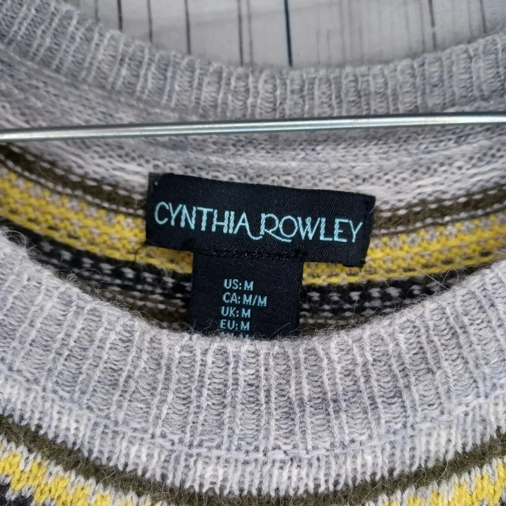 Cynthia Rowley Wool Blend Grey Fair Isle Sweater Dress - Women's M - Image 7