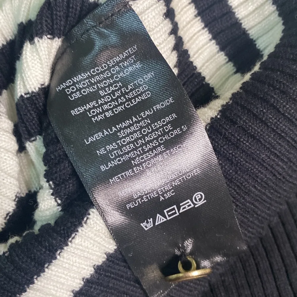 Maeve black & white Striped V Neck sweater size m - Image 5