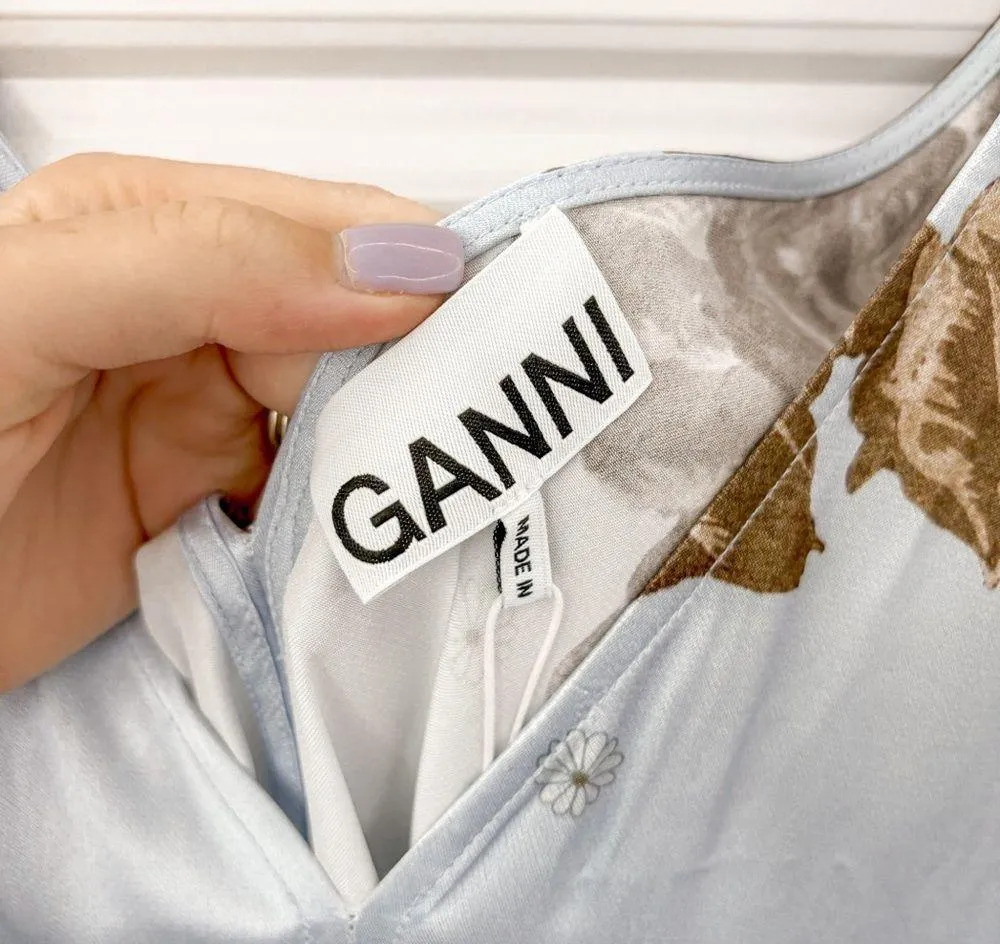 NEW Ganni Heavy Satin Strap Dress - Image 9