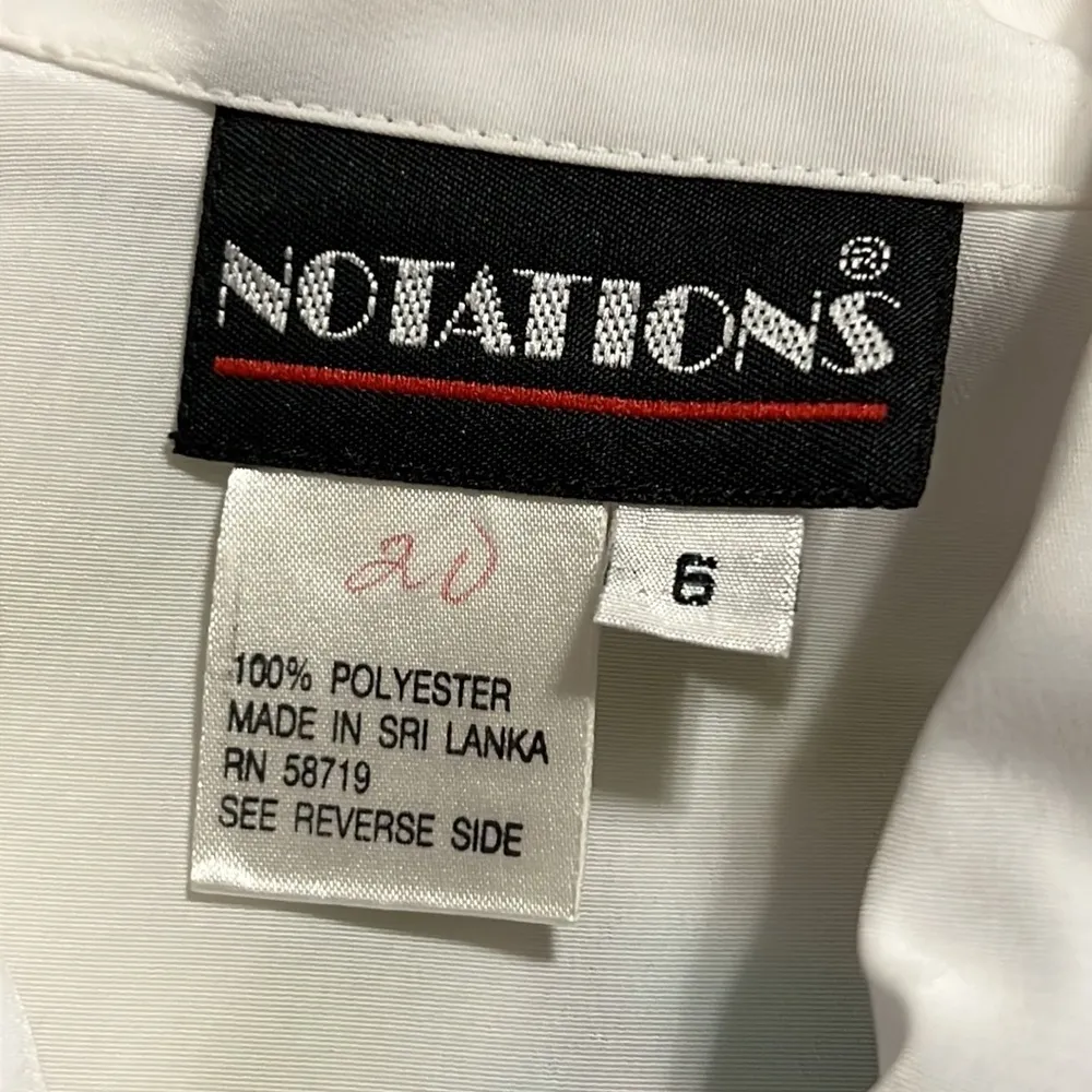 Vintage NOTATIONS 6 blouse pleated front secretary top flight attendant look - Image 4