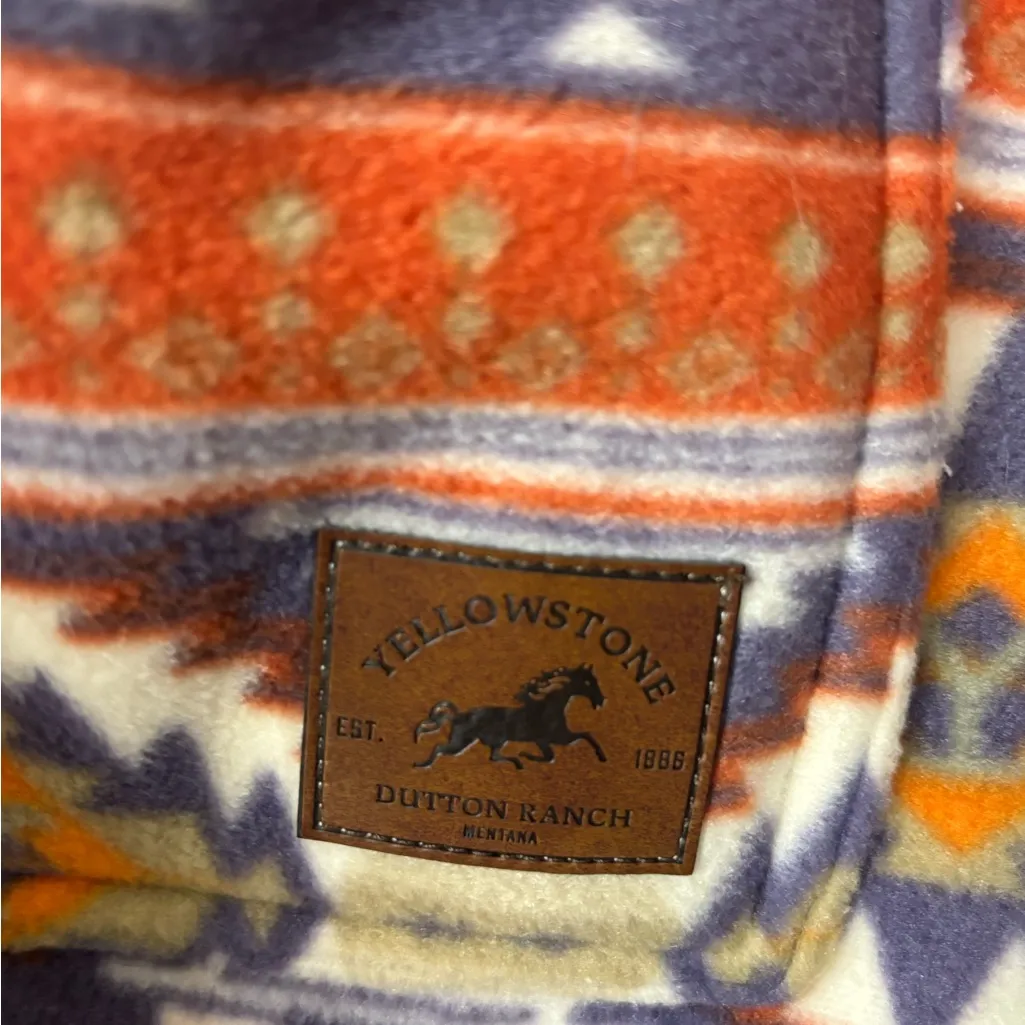 NWOT authentic Yellowstone Aztec patterned Sherpa lined jacket with suede fringe Orange Size L - Image 4