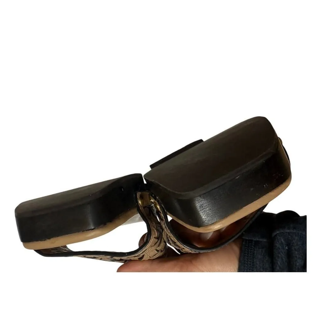 Nearly New! Tory Burch Basketweave Calfskin Clog Sandals Sz. 7.5 - Image 6