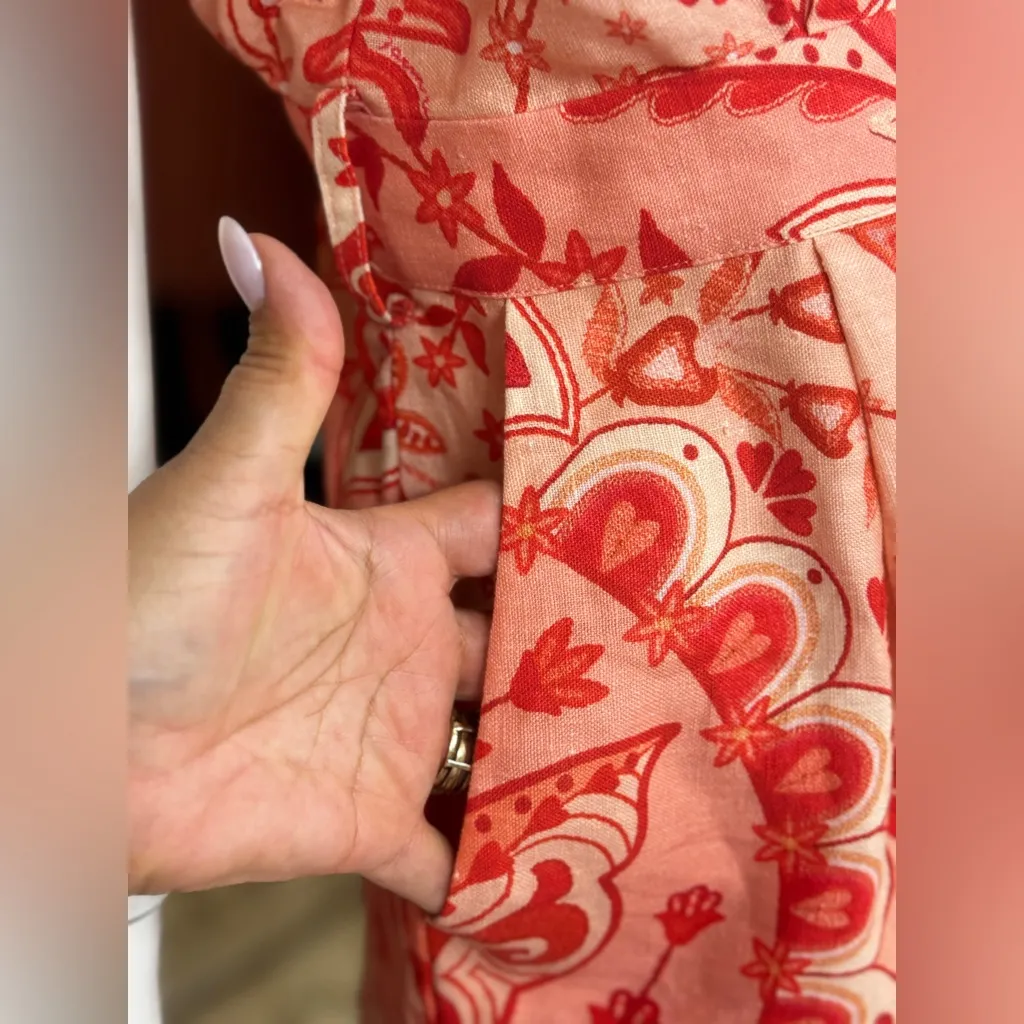 Farm Rio Jaipur Floral Paisley Linen Romper Size Medium - Image 9