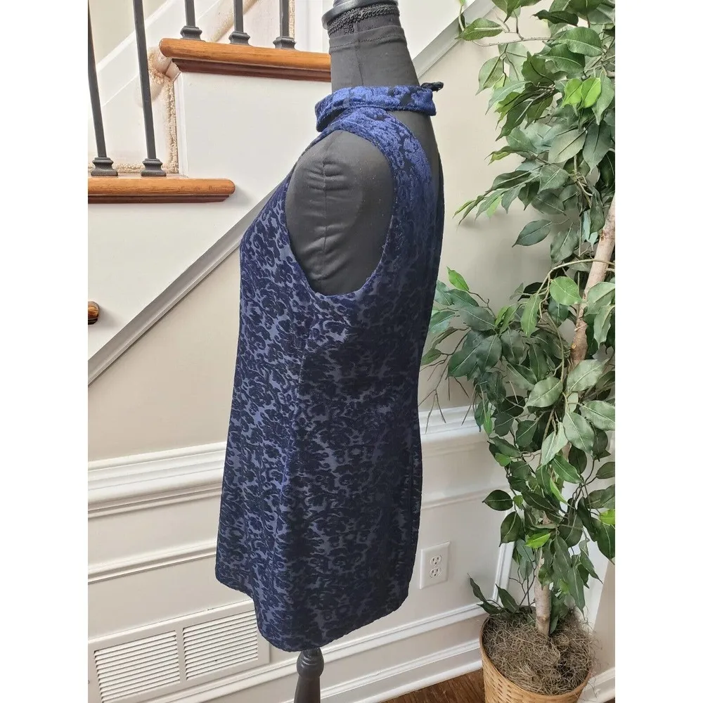 IN San Francisco Women Blue Polyester Halter Neck Sleeveless Knee Length Dress L - Image 6