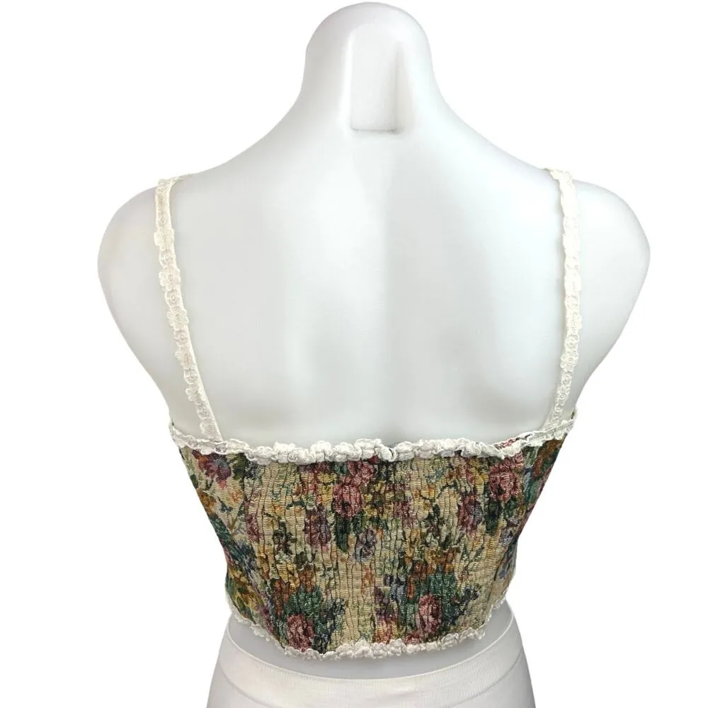 Finesse Victorian Antoinette Tapestry Floral Embroidered Corset Bustier Top Sz S - Image 6
