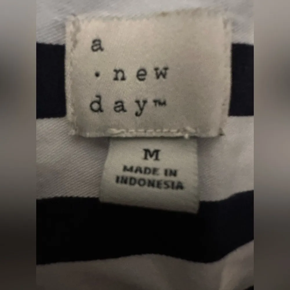 A New Day Women's Short Sleeve Shirtdress Navy White Stripe - Image 4