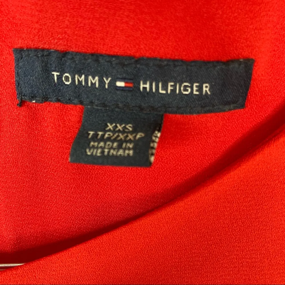 Tommy Hilfiger | Solid Red Bell Sleeve Dress Ribbon Back XXS - Image 4