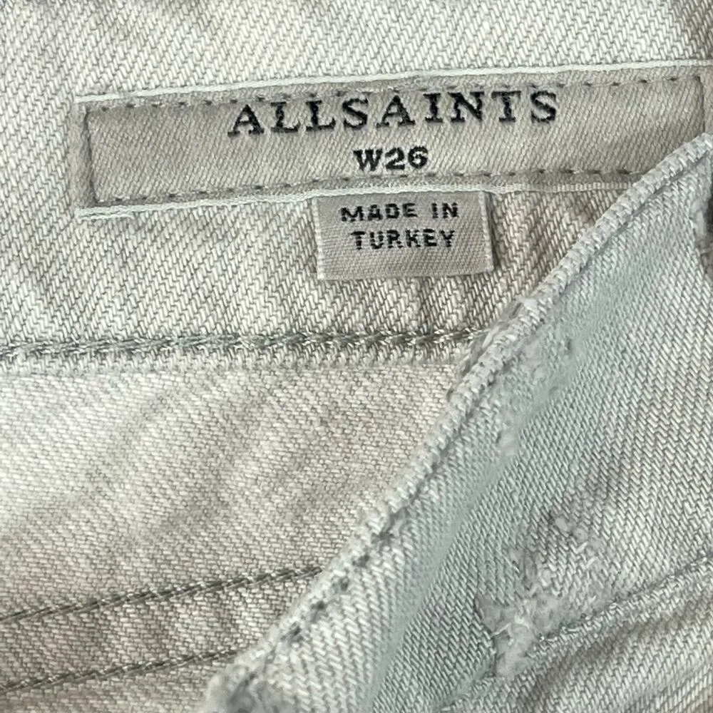 AllSaints SZ W26 Pam Jean Shorts Distressed Cuffed Low-Rise Zip-Fly Pockets Gray - Image 7