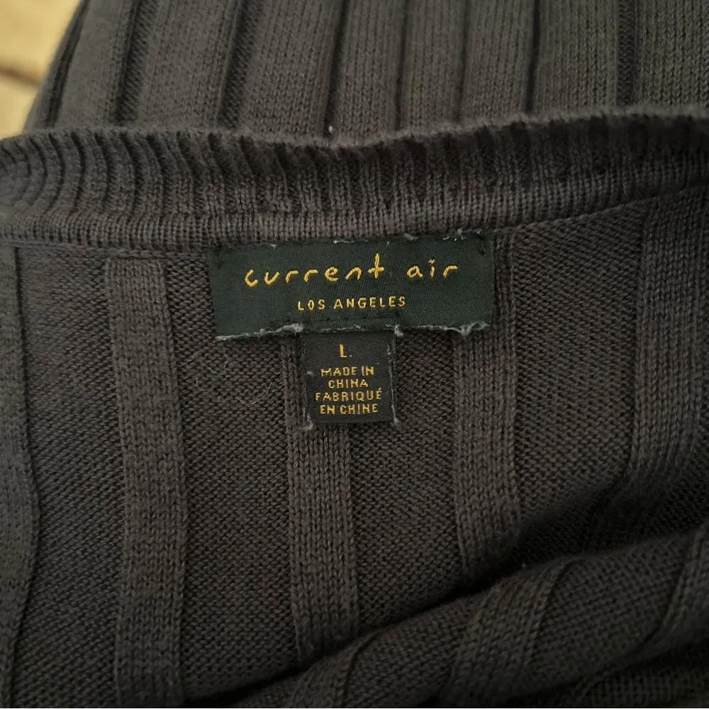 Anthropologie Current Air Ribbed Sweater Bodycon Midi Dress in Grey Size Large - Image 7