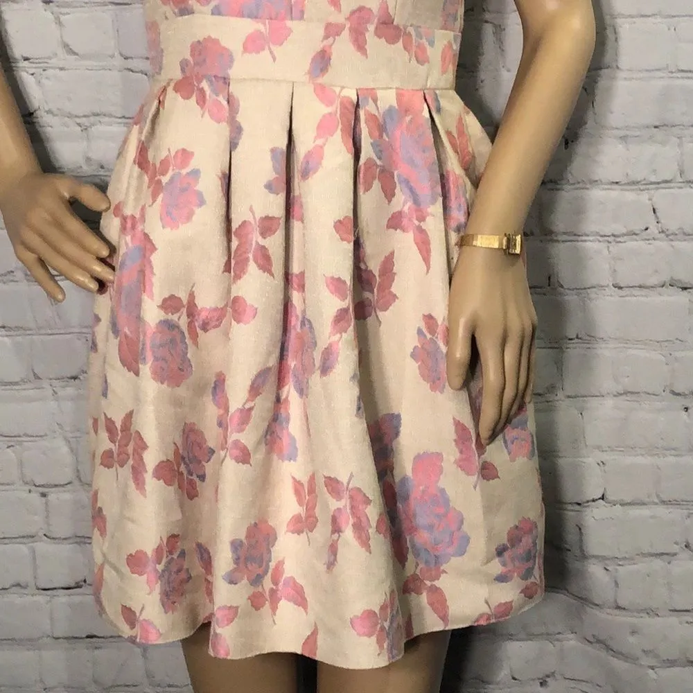 Miss Selfridge Petites Pink Jacquard Floral Dress Vintage 1990s Y2K XS - Image 3