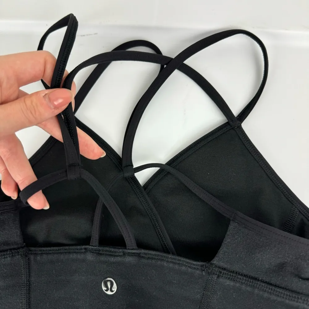 Lululemon Superb Bra Sz 4 Black Practice Cotton Strappy Open Back - Image 12