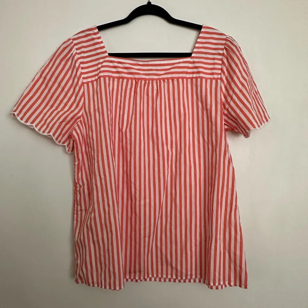 Talbots SAILBOAT STRIPE SCALLOPED SQUARE NECK TOP - Image 3