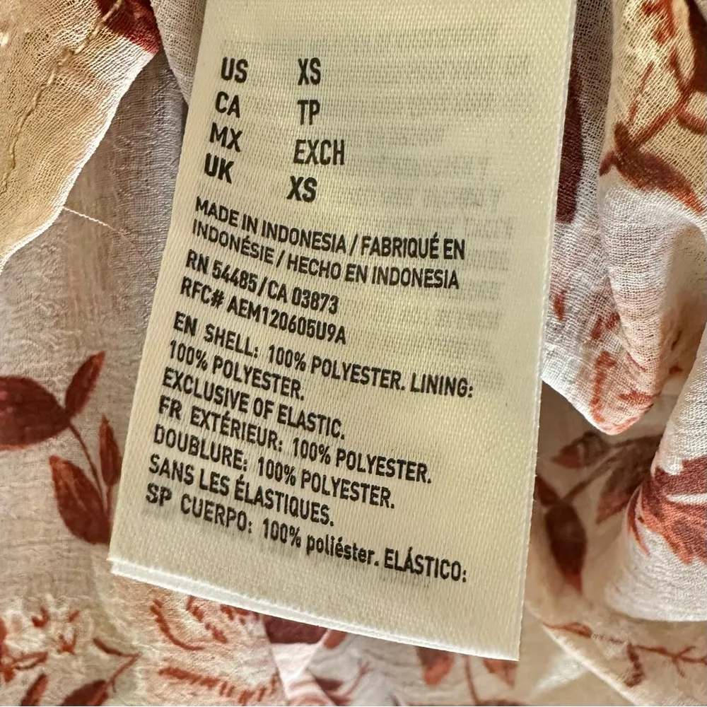 NWT American Eagle Outfitters Floral Smocked Tie Neck Ruffle Top Blouse - Image 5