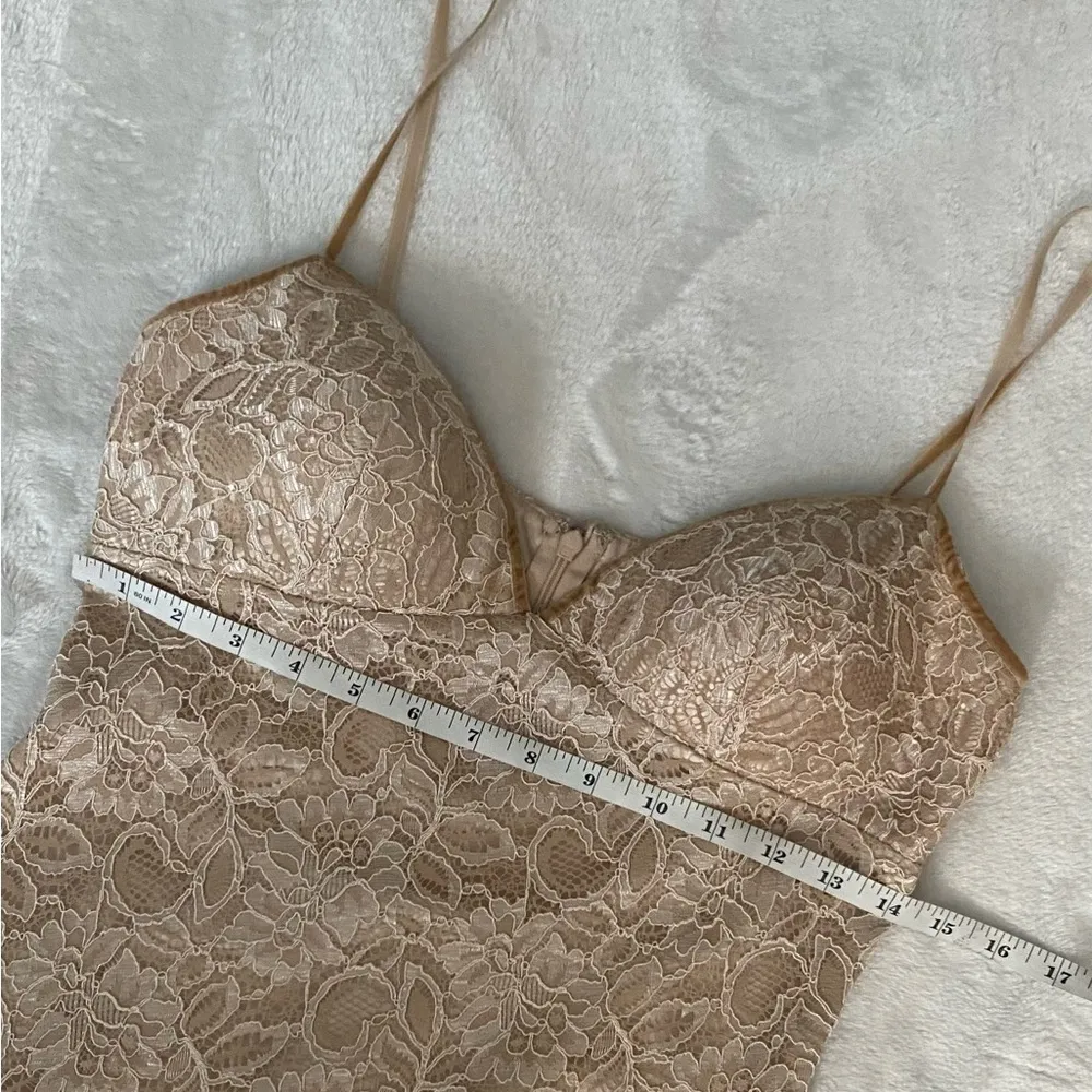 White House Black Market Asymmetrical Spaghetti Strap, Lace Overlay Dress. - Image 11