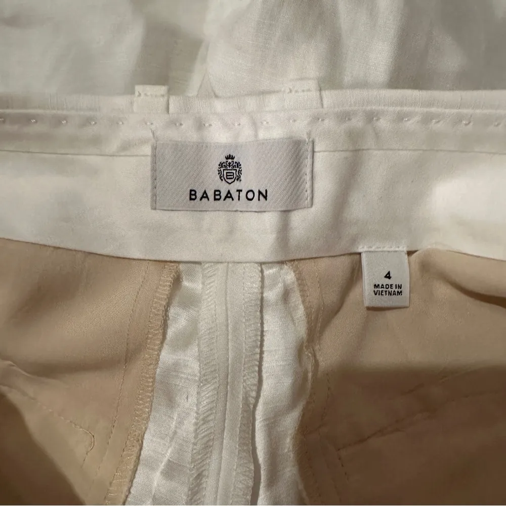 Babaton Agency Viscose Linen Blend High Rise Straight Leg Pants in White Sz 4‎ - Image 7