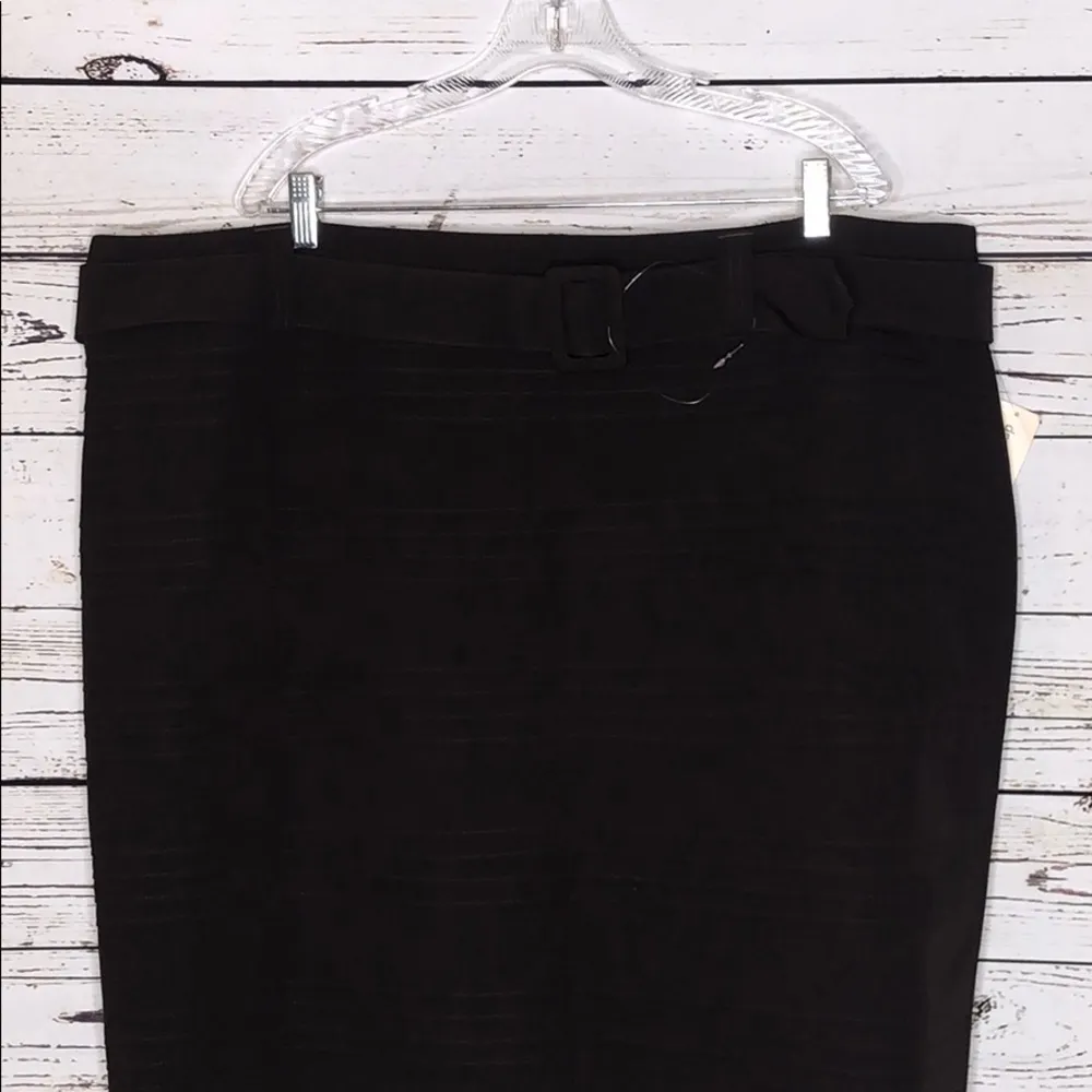 Dressbarn Woman NWT Size 24W Brown Texture Stripe Pencil Skirt with Belt - Image 2