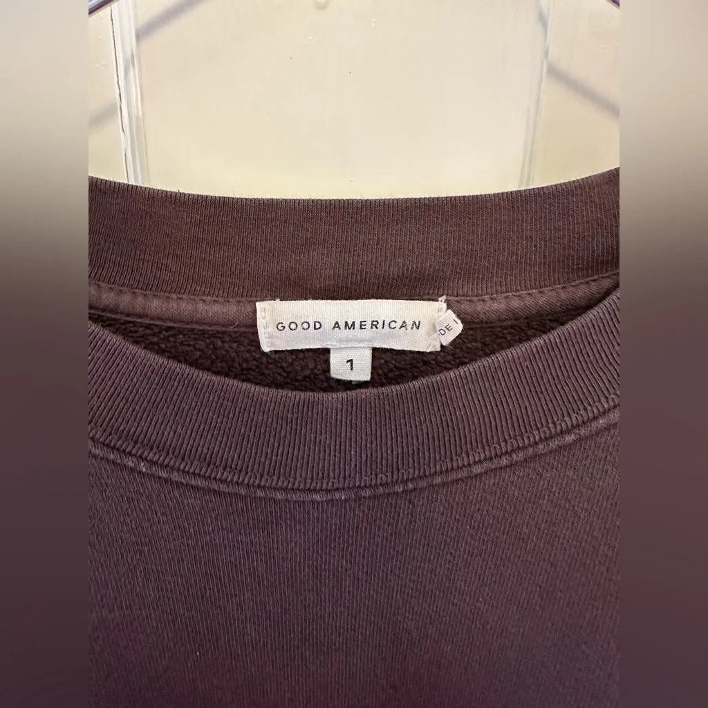 Good American Boyfriend Pullover Sweatshirt Brown 1/Small - Image 4