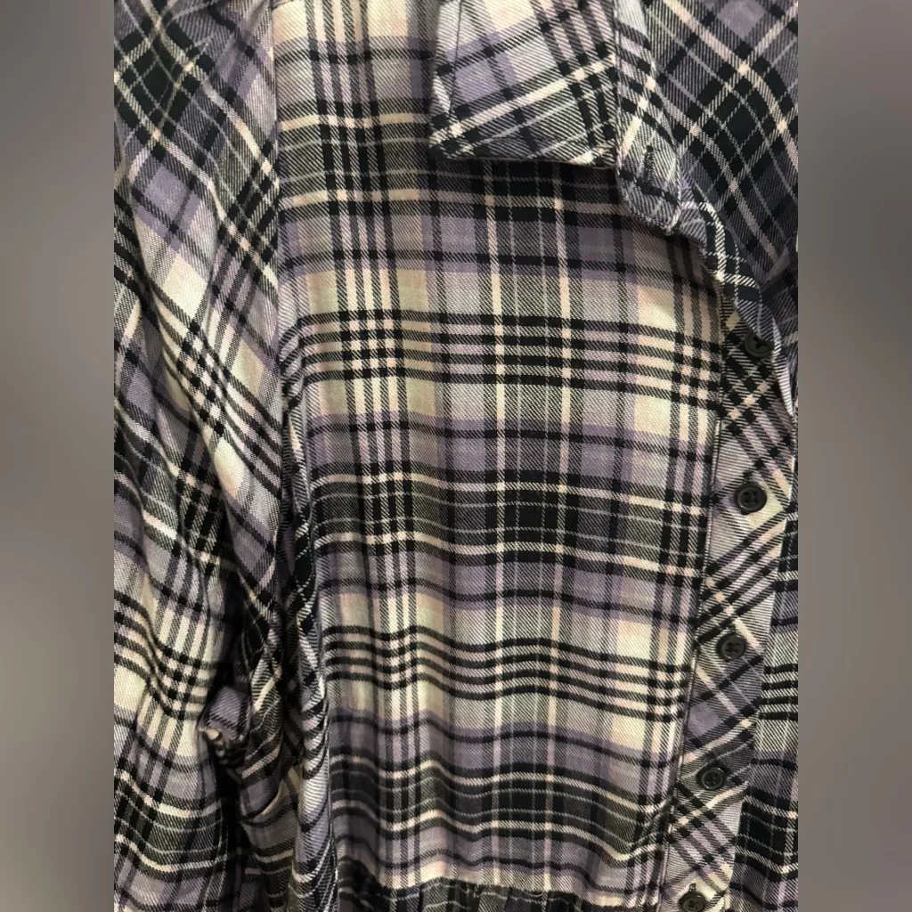 Torrid New Softest Flannel Tie Back Button Up Tunic Purple Plaid Plus 2X - Image 8