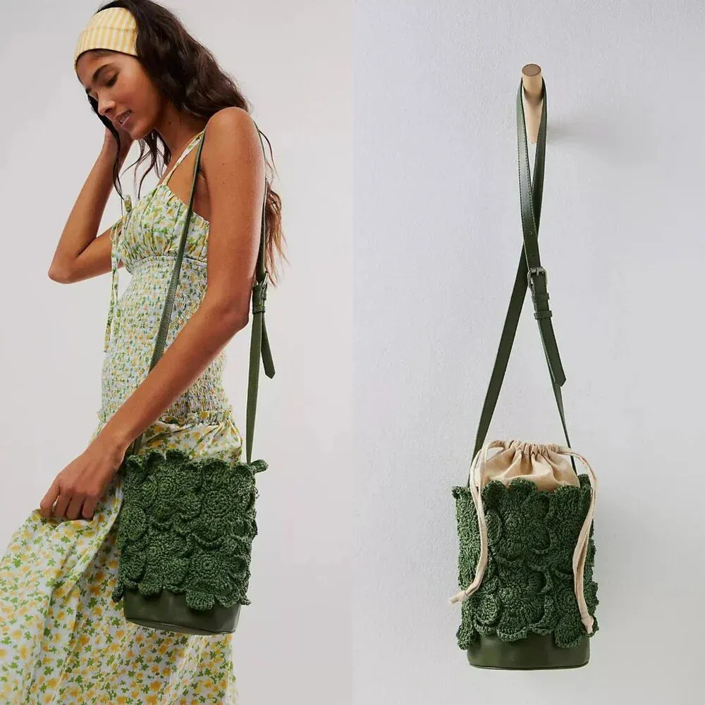Free People Best In Show Bucket Bag in Hunter Green NWOT $108 - Image 12