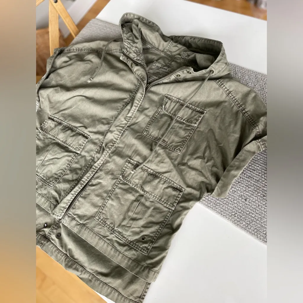 Vintage Y2K American Eagle Olive Green Short Sleeve Hooded Anorak Jacket Size XS - Image 6